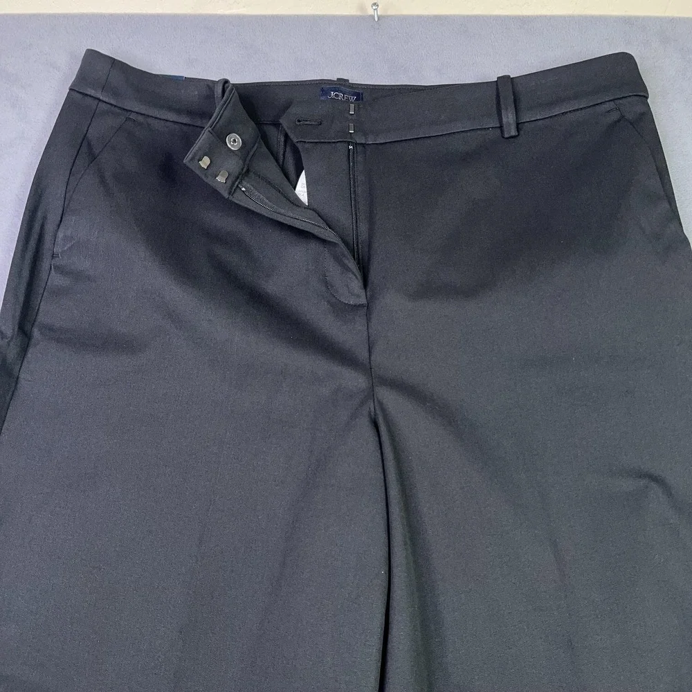J.Crew Factory Remy Pants Womens 18 Black Crop Wide Leg Stretch Cotton Blend NWT